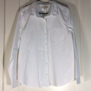 Loft White Button Down Womens Dress Shirt L